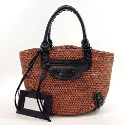BALENCIAGA Balenciaga Handbag 236741 ・ 2260 Basket Bag Raffia / Leather Brown Brown [Used] Ladies