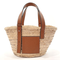 LOEWE Loewe Tote Bag 327.02.S93 Basket Bag Small Raffia / Leather Brown Brown [Used] Ladies