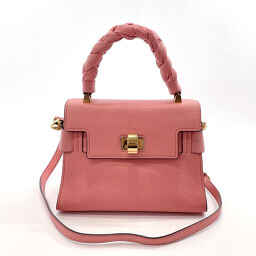 MIUMIU Miu Miu Handbag 5BA046 Madras Sheep Leather Pink [Used] Ladies