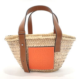 LOEWE Loewe Tote Bag Basket Bag Small Straw / Leather Beige Beige [Used] Ladies