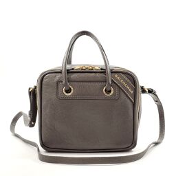 BALENCIAGA Balenciaga Shoulder Bag 466541 ・ 1730 Blanket Square S 2WAY Leather Gray [Used] Ladies