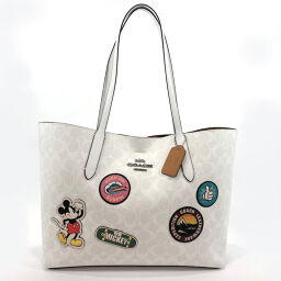 COACH Coach Tote Bag C2080-3707 Signature Disney Avenue Mickey Mouse PVC White [Used] Ladies