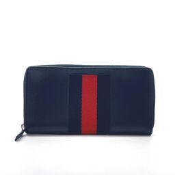 GUCCI Gucci long wallet 251855 Sherry line leather navy [used] men's