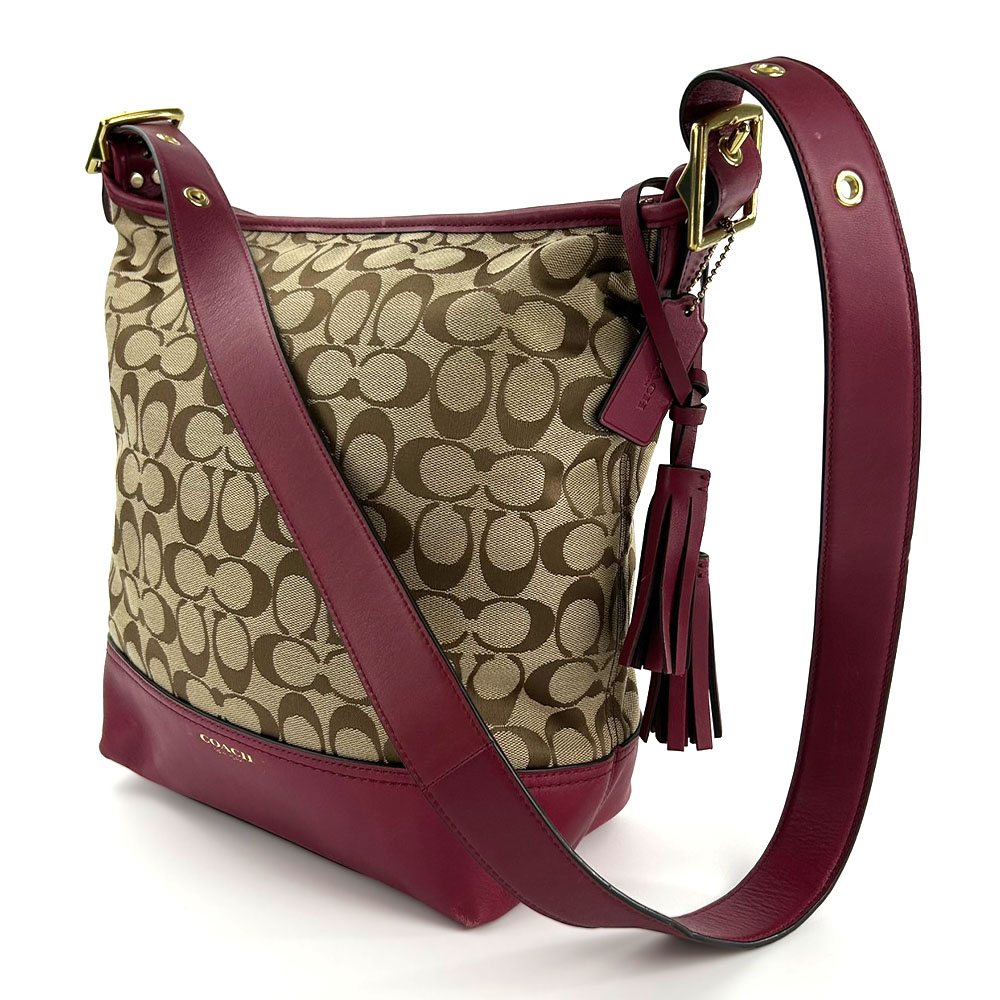 COACH コーチ 読みこなし シグネチャー ベージュ ピンク ゴールド金具 
