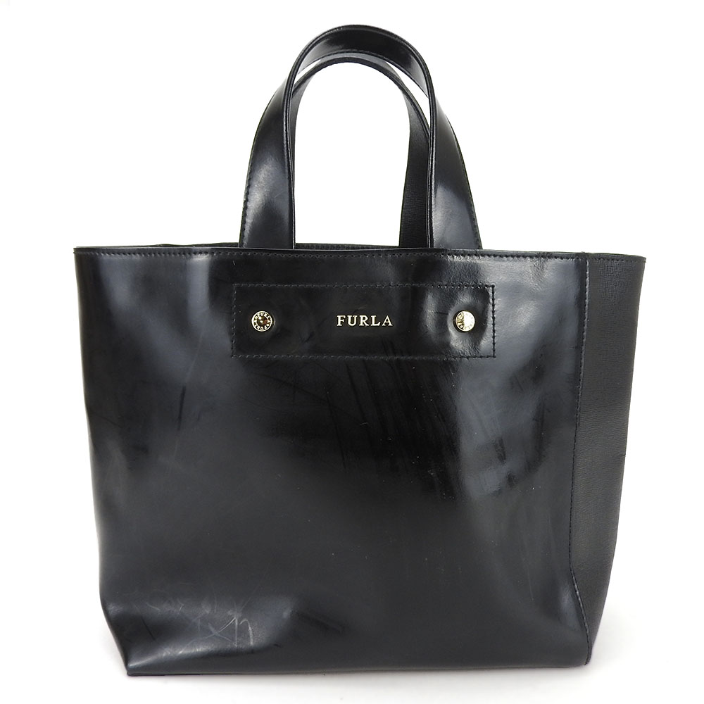 中古】 フルラ ハンドバッグ エナメル レザー ブラック ゴールド金具 シンプル レディース 女性 Furla｜Furla フルラ｜店舗買取｜バッグ＞ ハンドバッグ｜USEDのアパレル通販サイト - SMASELL（スマセル）