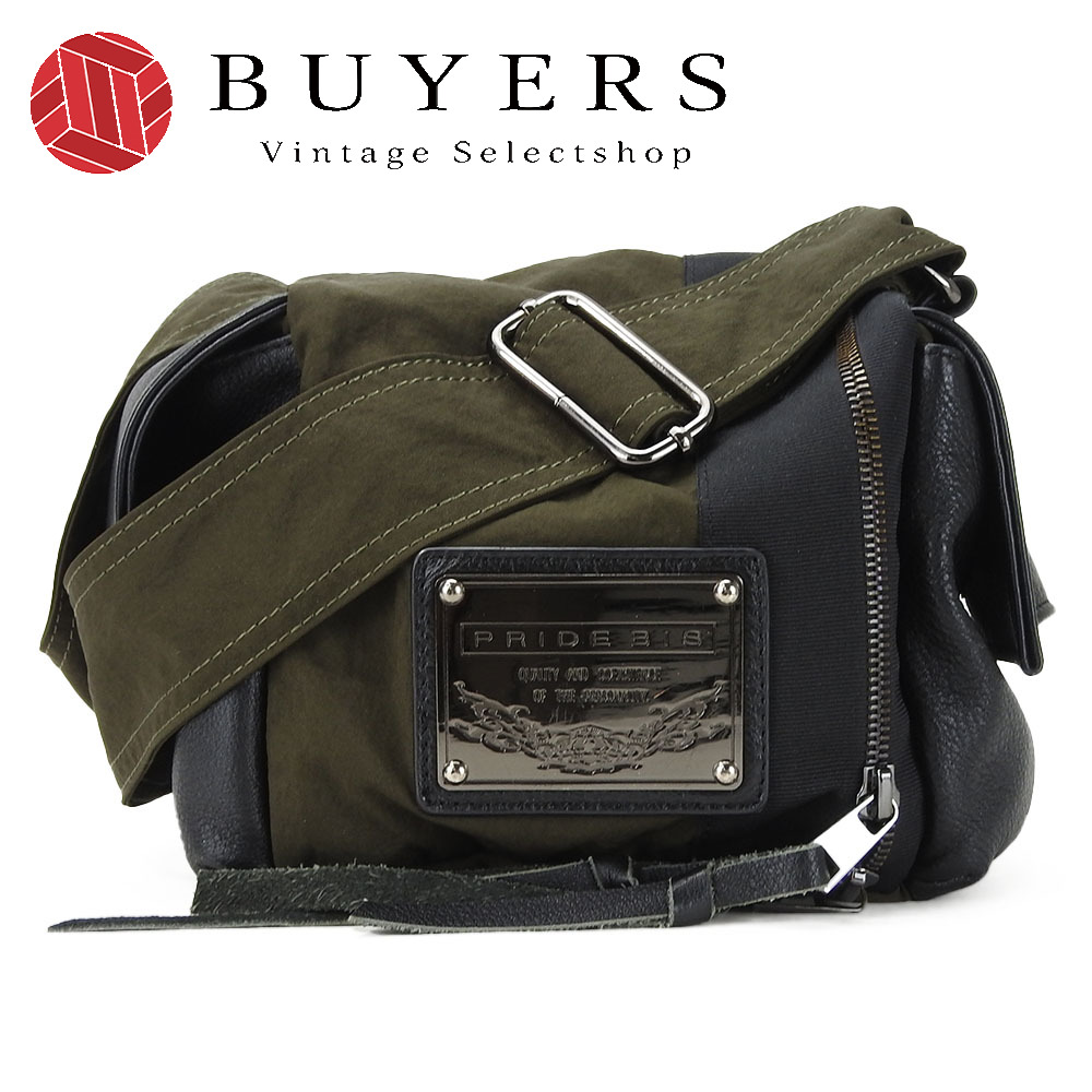 中古】 プライドビス ショルダーバッグ ナイロン グリーン ブラック  