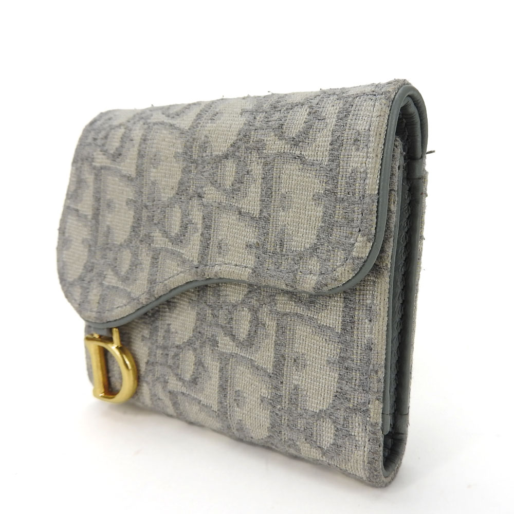 Dior 二つ折り財布 グレー キャンバス