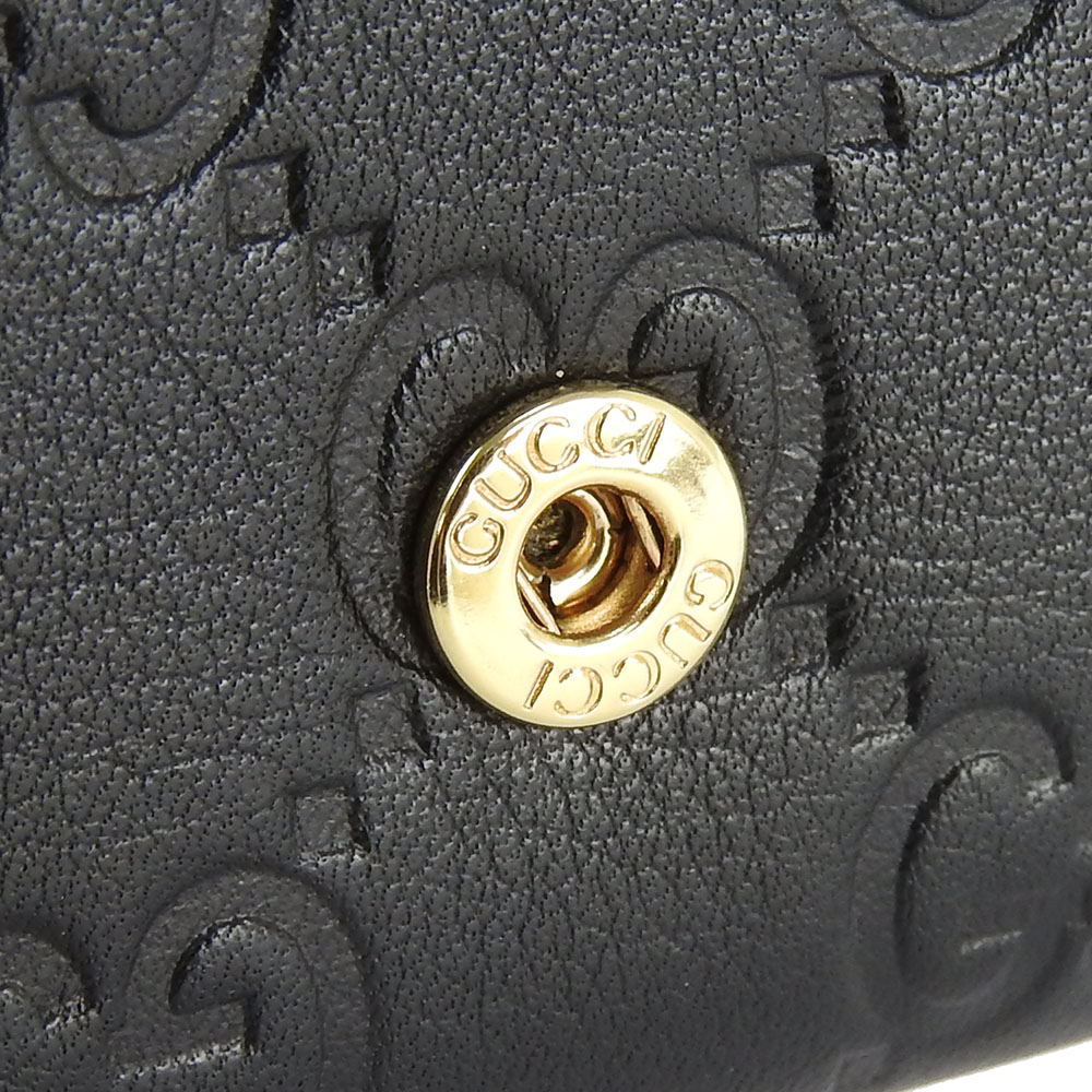 中古】 グッチ 長財布 244946 グッチシマ シマレザー ブラック  