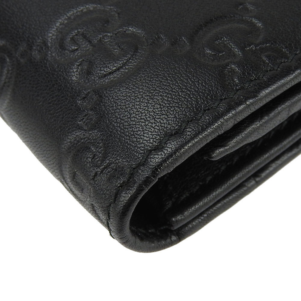 中古】 グッチ 長財布 244946 グッチシマ シマレザー ブラック  
