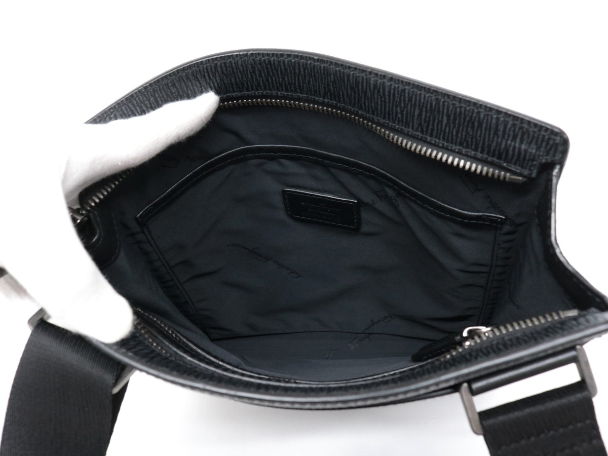 Salvatore Ferragamo Men's Shoulder Bag Diagonal embossed leather Black ...