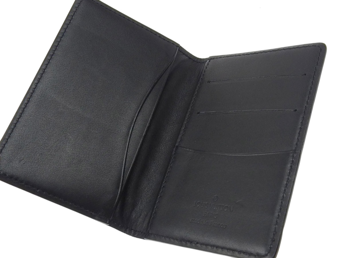 Louis Vuitton Fold Wallet Dark Infinity Leather Logo Embossed Noir