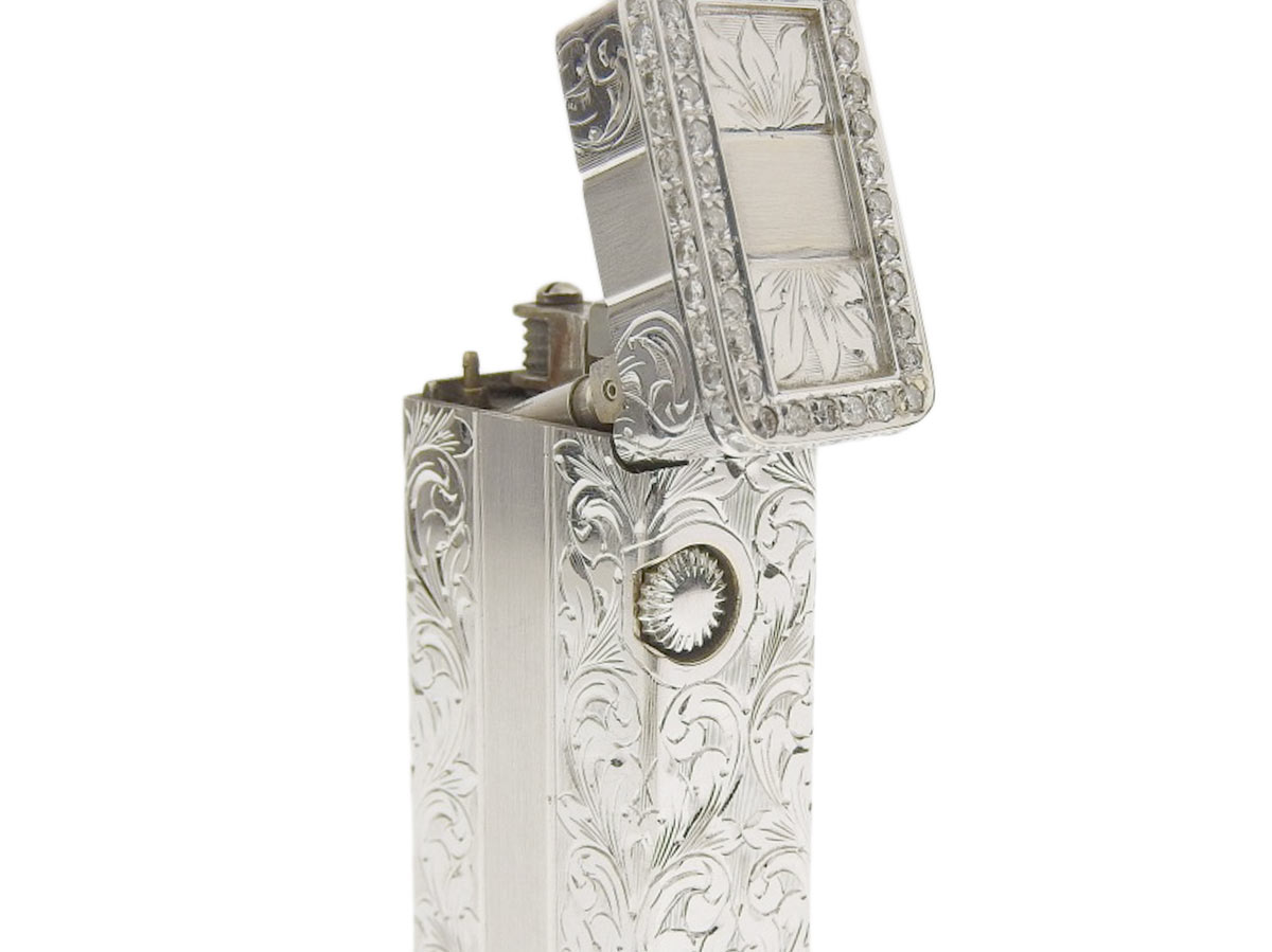 Roy King Diamond K18WG Roller Gas lighter White Gold Silver | eBay