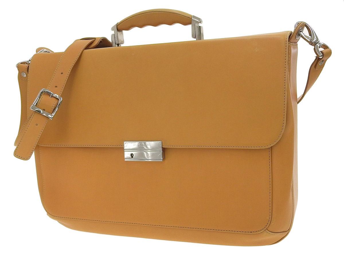 yellow leather briefcase