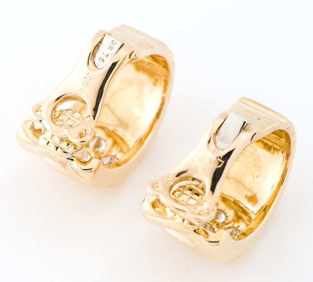 AUTHENTIC Dior diamond 18k yellow gold Earring | eBay