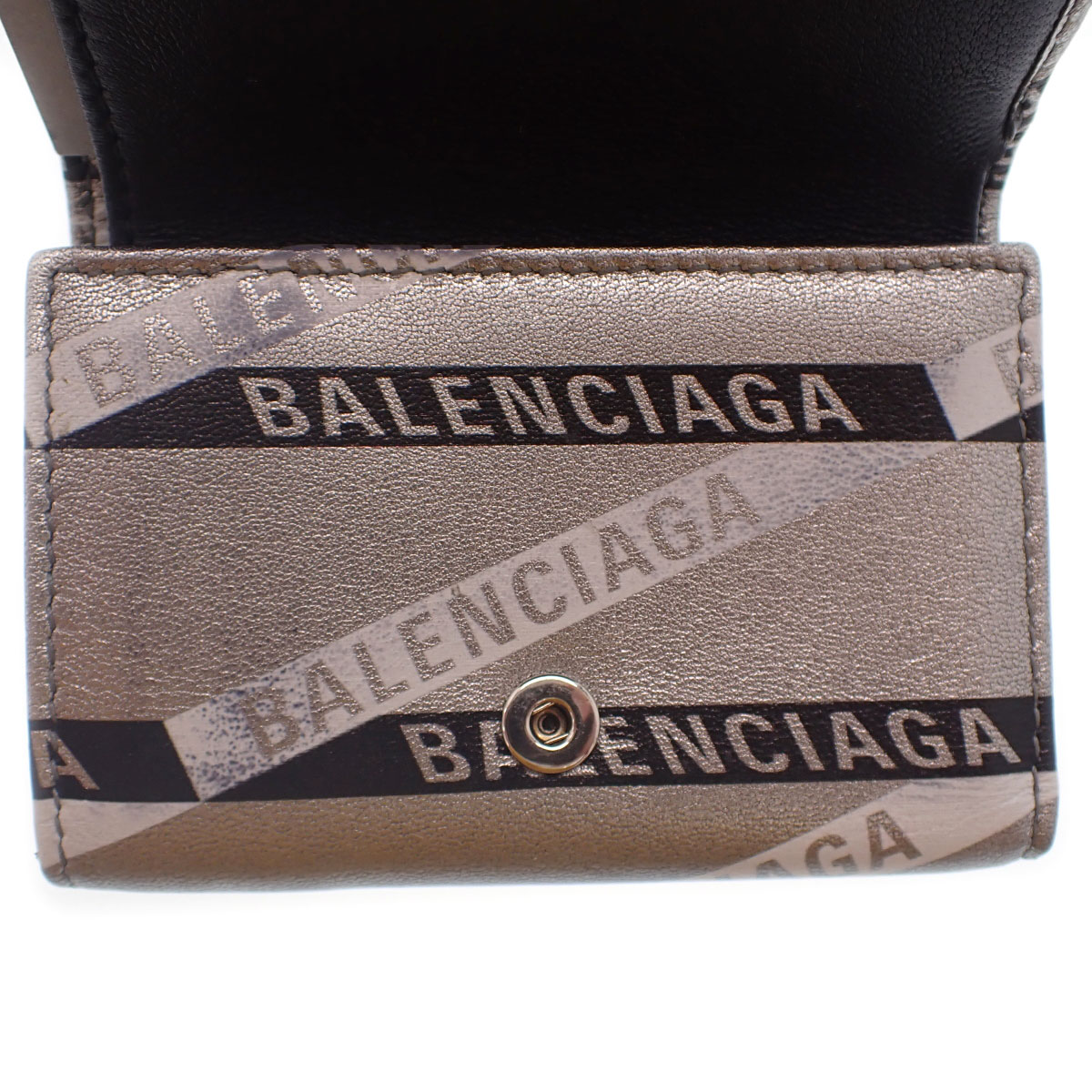 BALENCIAGA leather Compact wallet Tri-fold wallet Silver leather | eBay