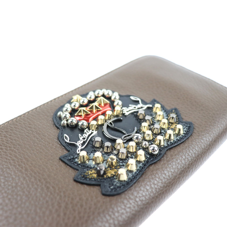 Christian Louboutin purse 11175060 leather Brown Crown motif studs emblem Z... | eBay