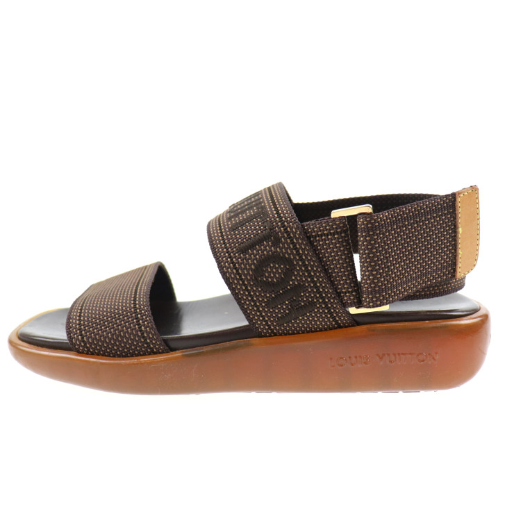 LOUIS VUITTON Sandals leather rubber Brown Reference size 9.1 &quot; Size35 1/2 | eBay