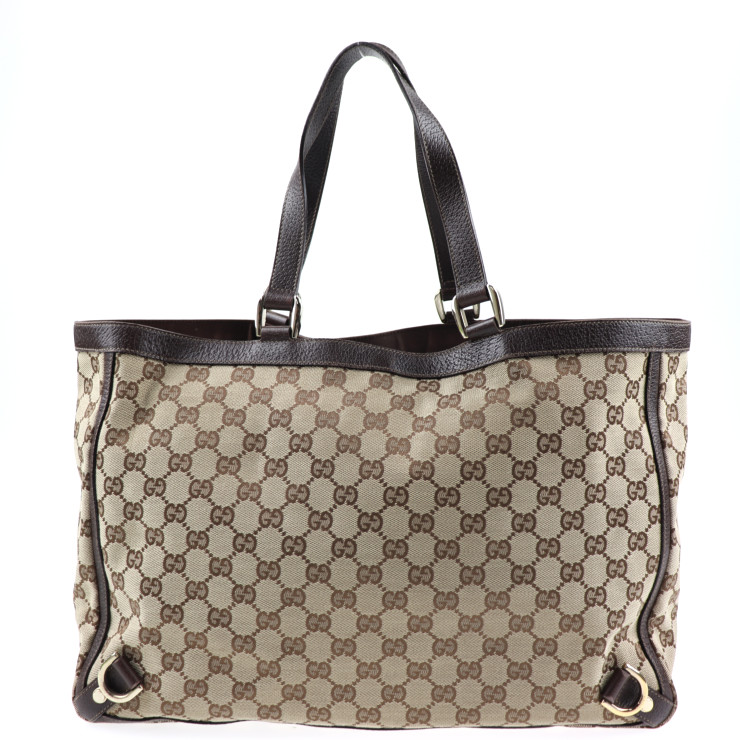 GUCCI Tote Bag 141472 GG canvas leather beige Brown | eBay