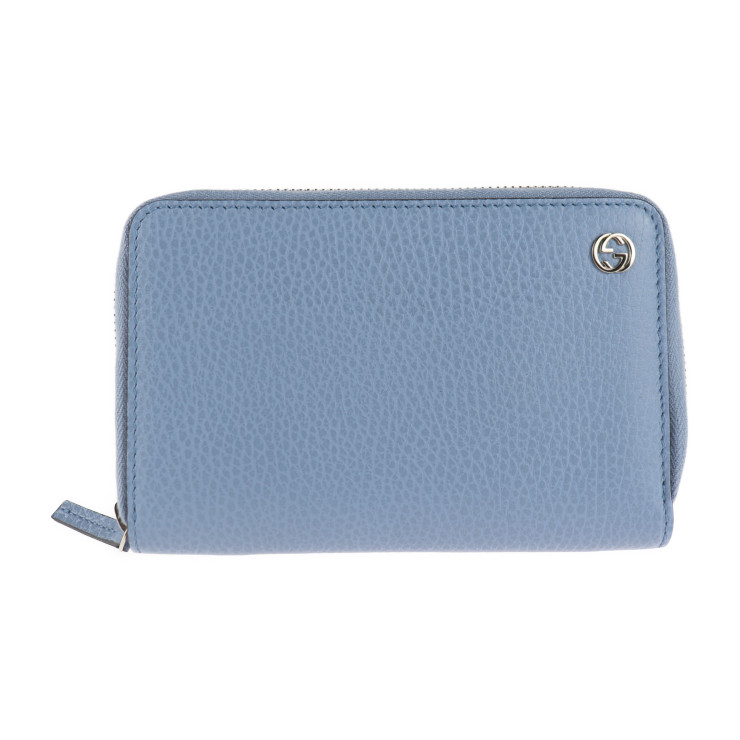 GUCCI wallet 464884 leather Light blue Zip Around | eBay