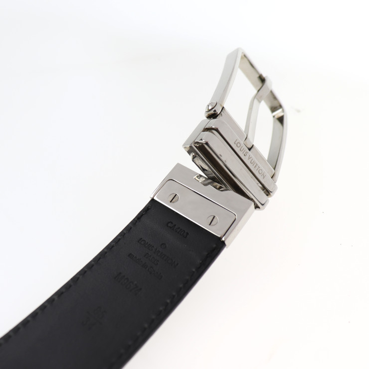 LOUIS VUITTON belt M9674N leather black Damier Anfini Size85/34 | eBay