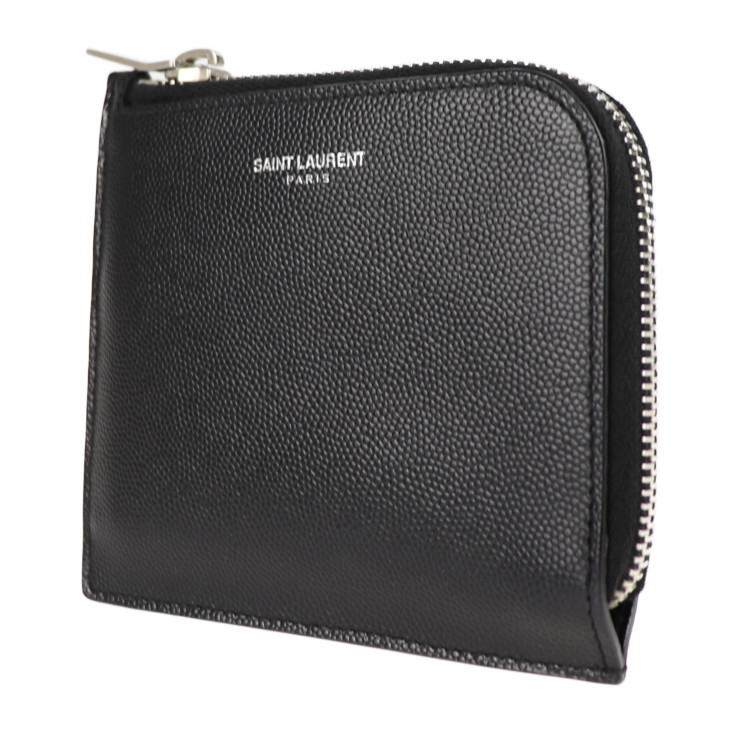 YVES SAINT LAURENT coin purse 396935 leather black Half zip | eBay