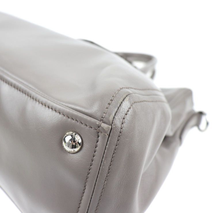 PRADA Handbag leather gray 2way Shoulder Bag | eBay