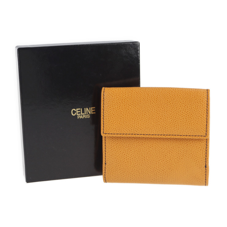 CELINE wallet leather Brown Double Sided | eBay