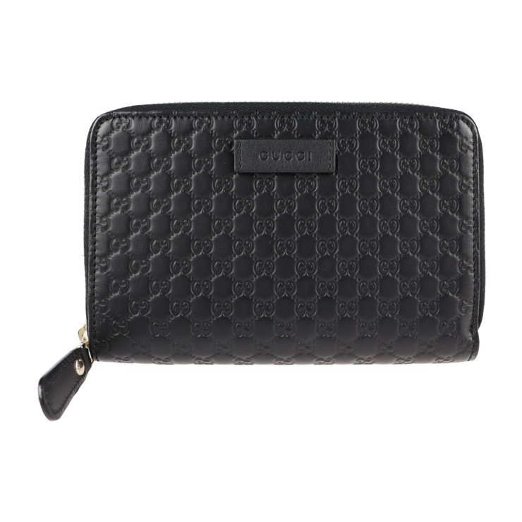 GUCCI wallet 449423 leather black Micro Gucci Shima Zip Around | eBay