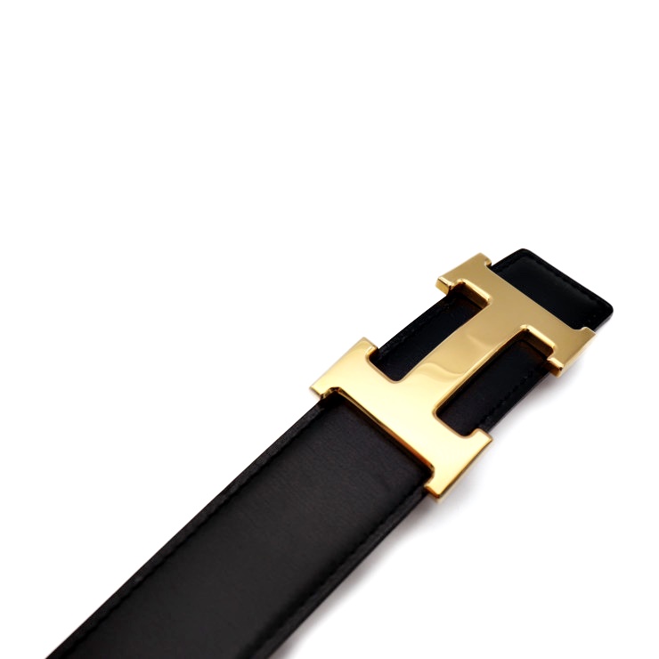 HERMES belt leather black H Belt Gold Hardware Size65 | eBay