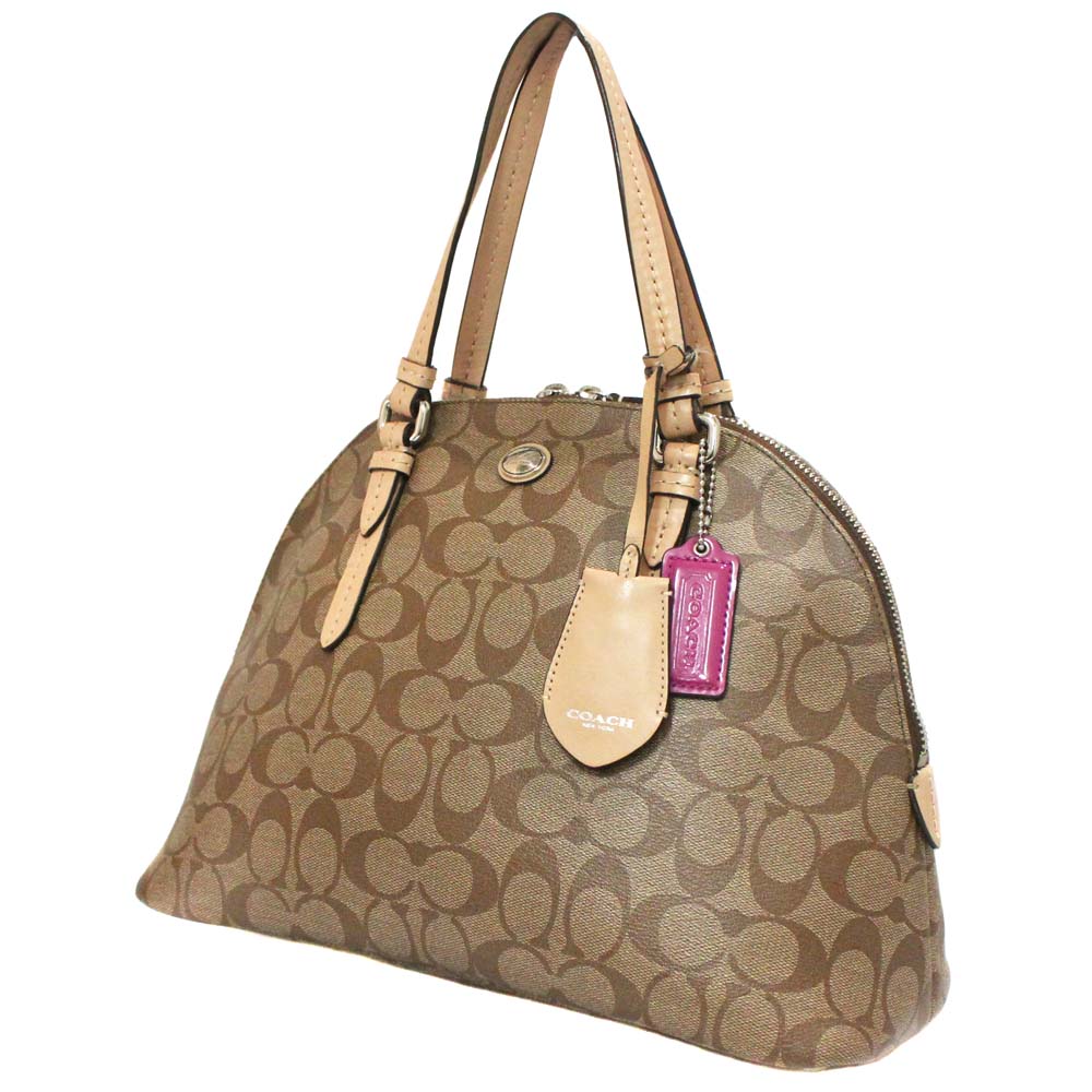 Coach F26184 Peyton Signature Cola Domed Satchel Handbag Pvc Cola Domed Satchel Handbag Pvc