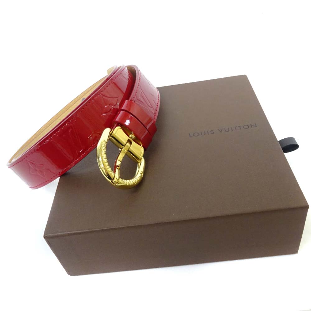 Louis Vuitton M6980 Vernis Suntur 30MM belt Red Vernis/leather Women | eBay