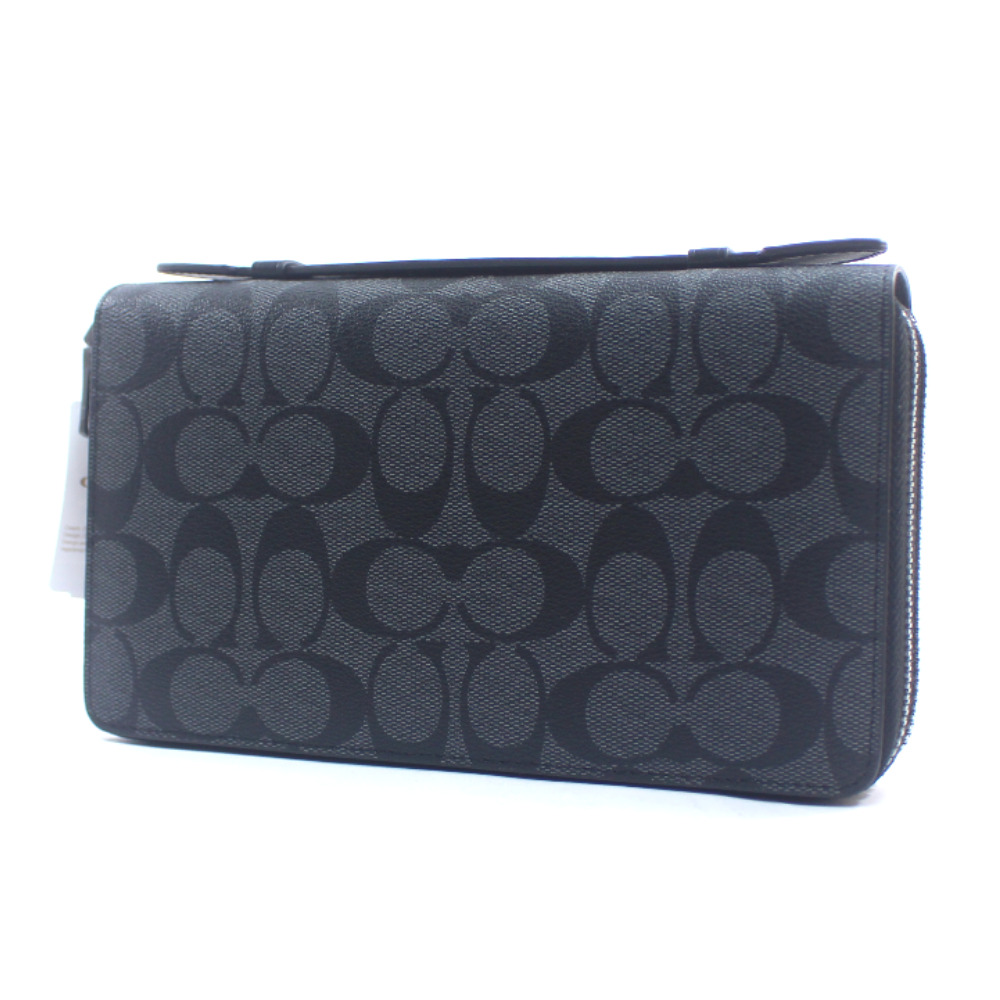 Coach F93504 Double zip travel organizer Signature purse PVC/leather