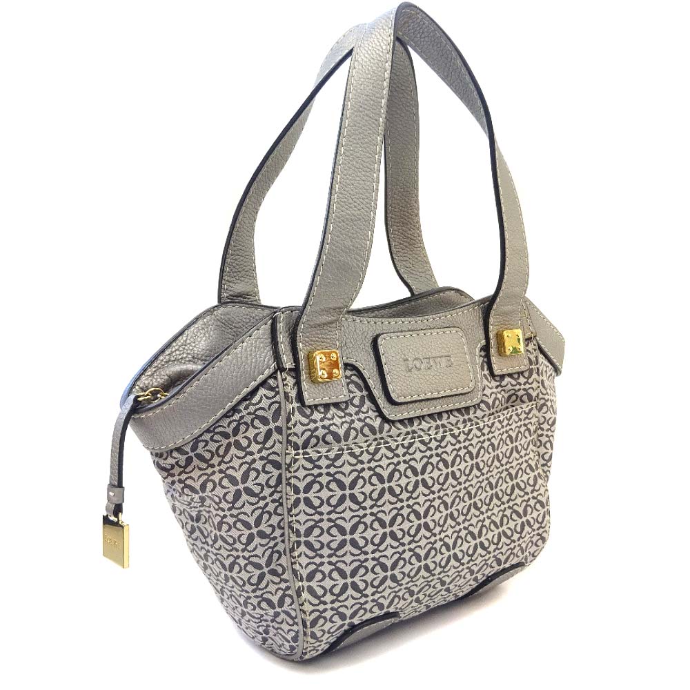 Loewe Shoulder Bag Tote Bag gray canvas/leather Women | eBay