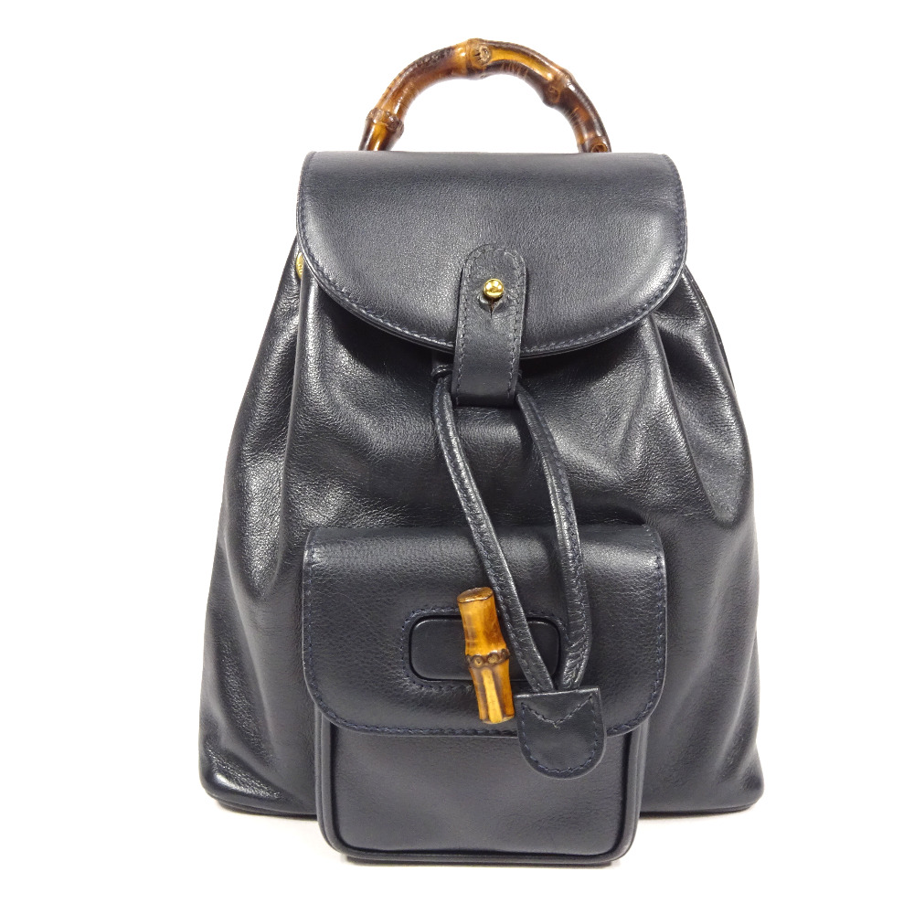 GUCCI 003 1705 0030 Bamboo Mini Rucksack Backpack dark blue leather ...