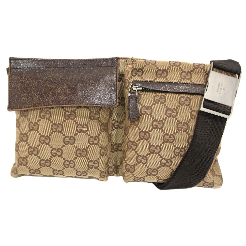  GUCCI  28566 GG canvas body bag  Waist  bag  Brown canvas 