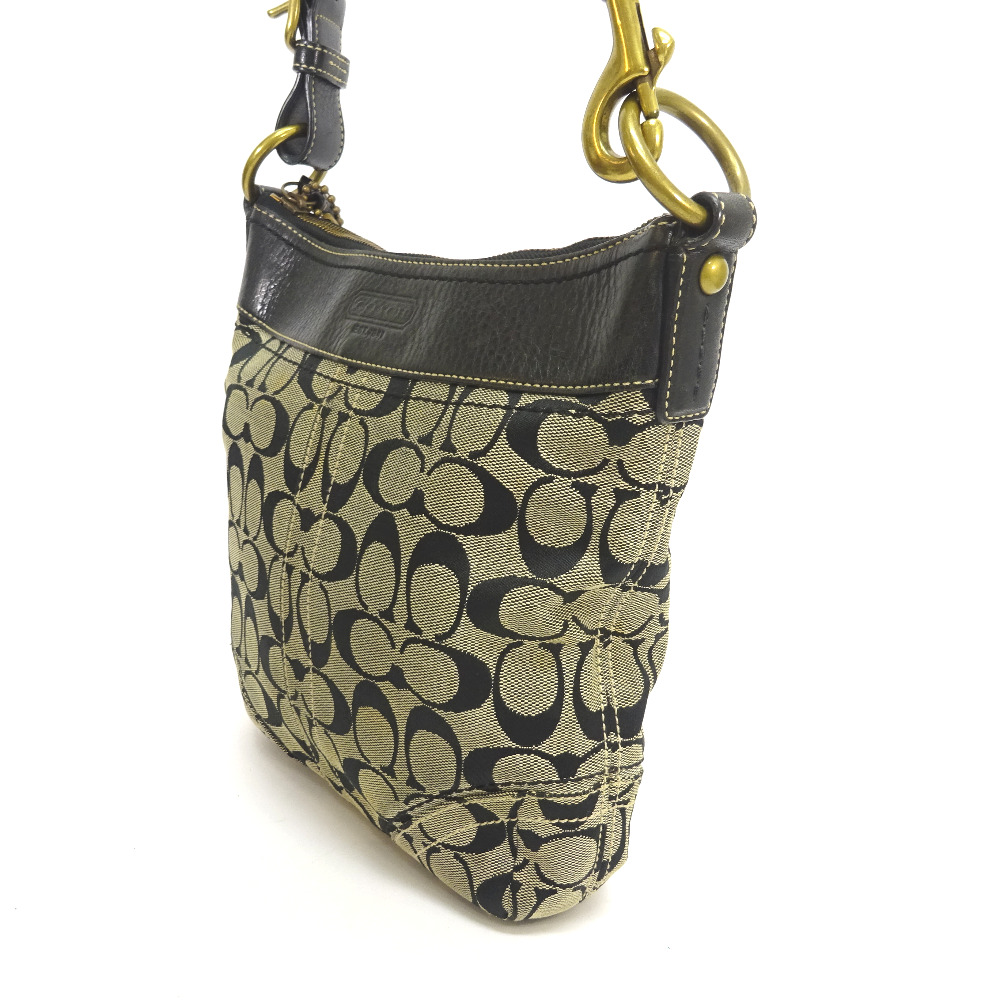 Coach 10402 Signature Diagonally hung Shoulder Bag black canvas/leather