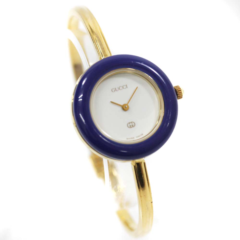 GUCCI 1100L Change bezel Bangle watch Watches blue Gold Plated Women