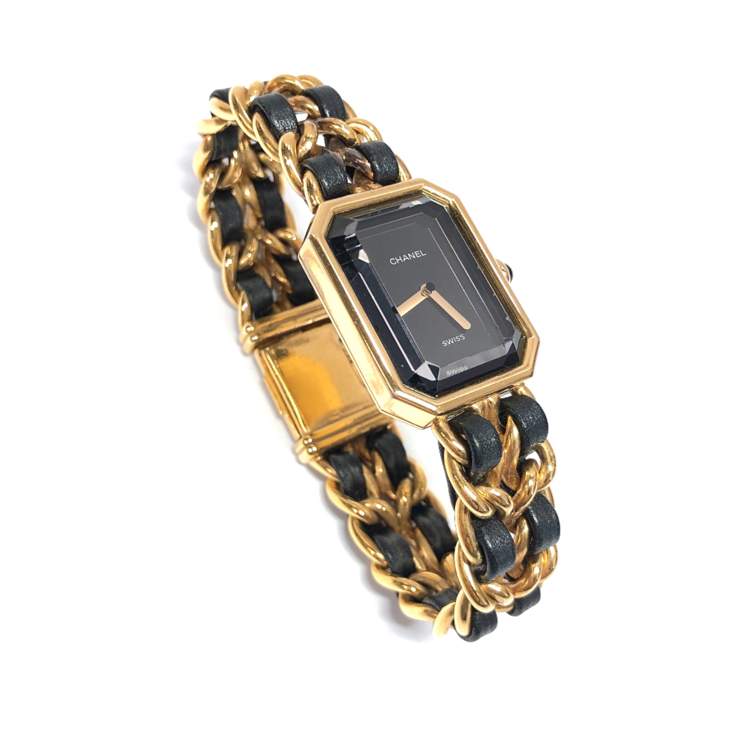 CHANEL Watches GS 02933 Premiere M vintage metal/leather black Women
