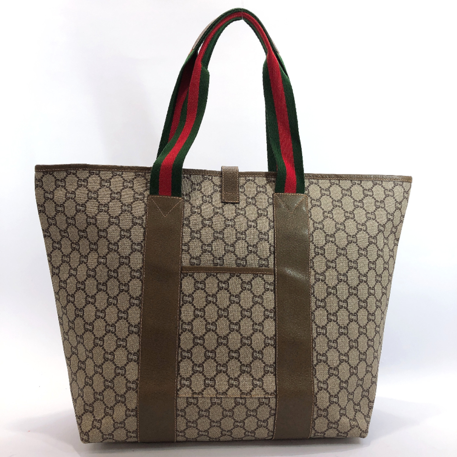 Authentic GUCCI Tote Bag vintage GG PLUS/leather Brown | eBay