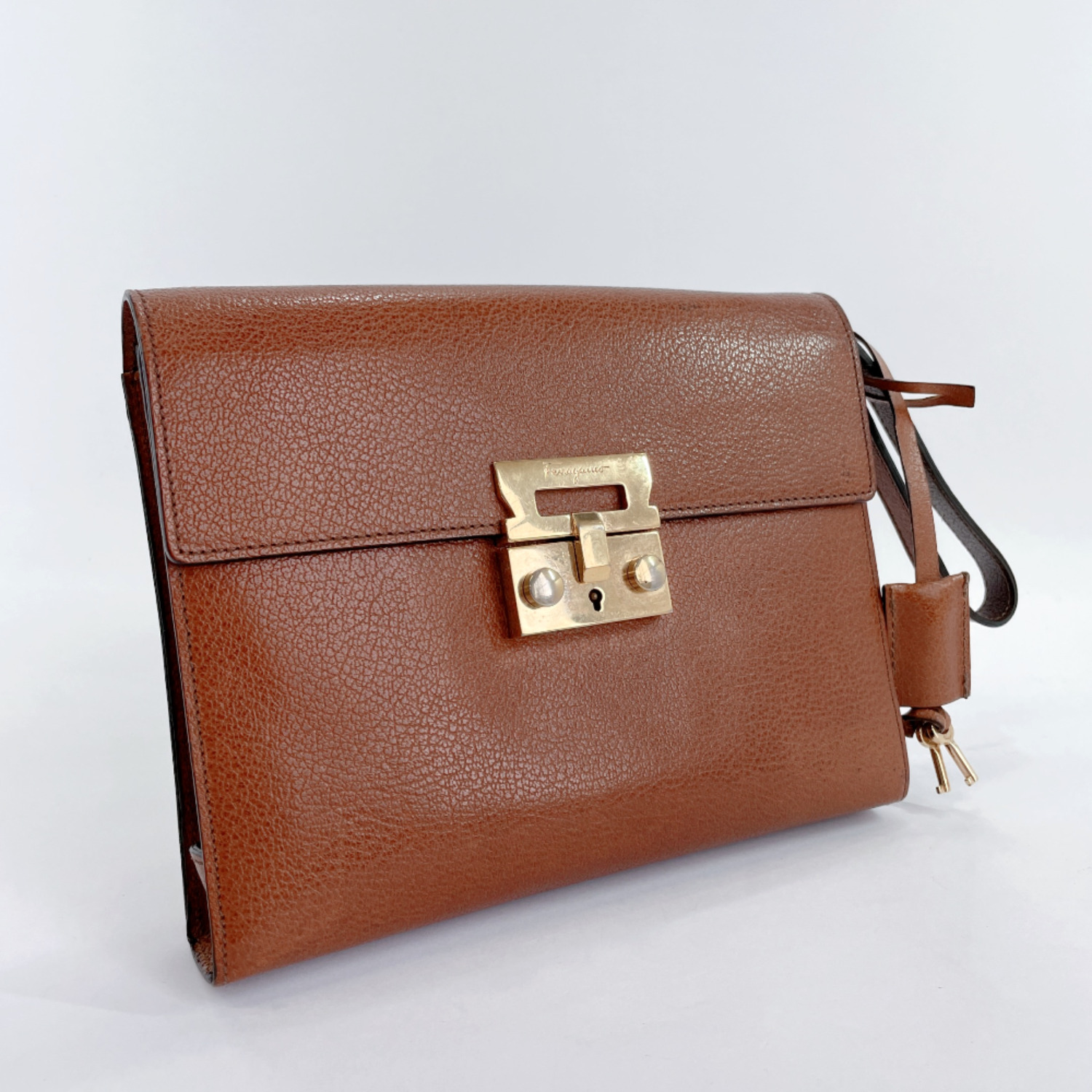Salvatore Ferragamo Clutch bag 24 9226 vintage leather mens | eBay