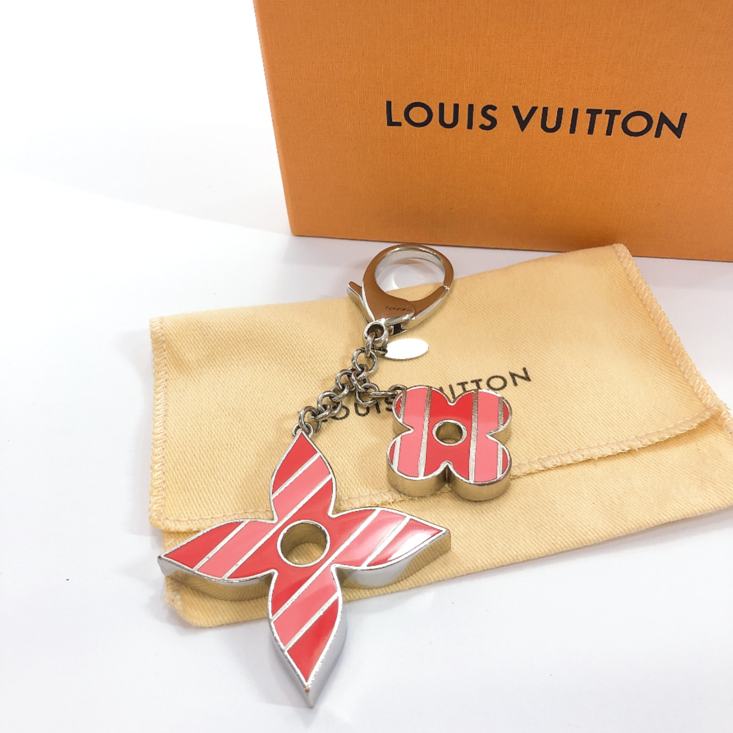 LOUIS VUITTON M67389 Sweet stripe flower charm key ring metal unisex | eBay