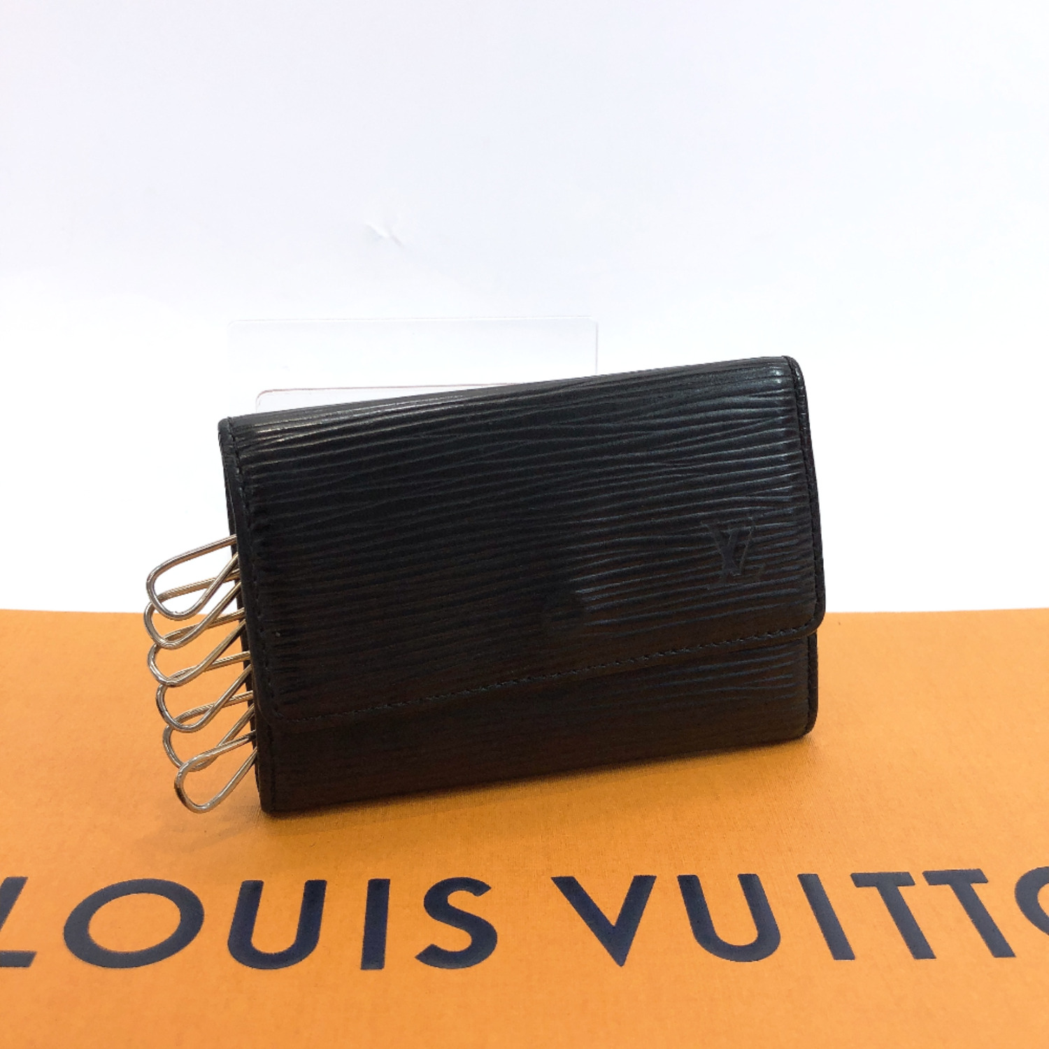 LOUIS VUITTON Leather Clochette Key Bell Holder Ebene 54838