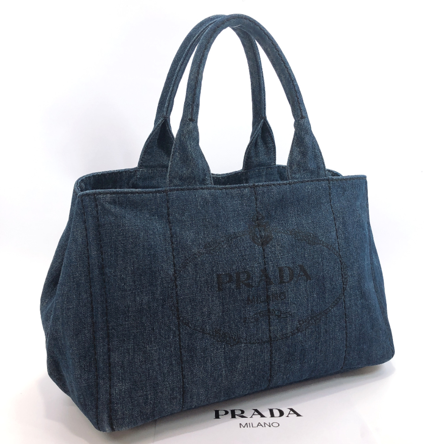 PRADA B1877B Canapa Tote Bag denim Women | eBay