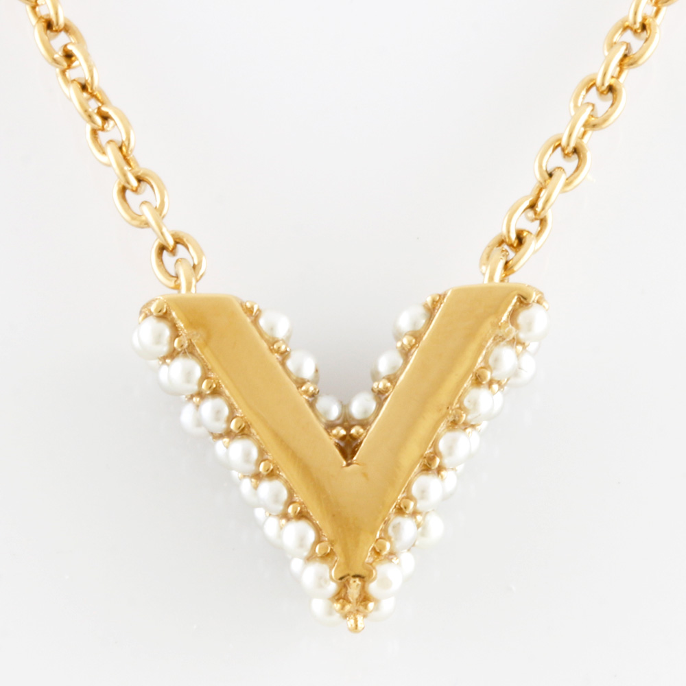 LOUIS VUITTON Necklace M68358 gold metal V mark Corrier Essential V