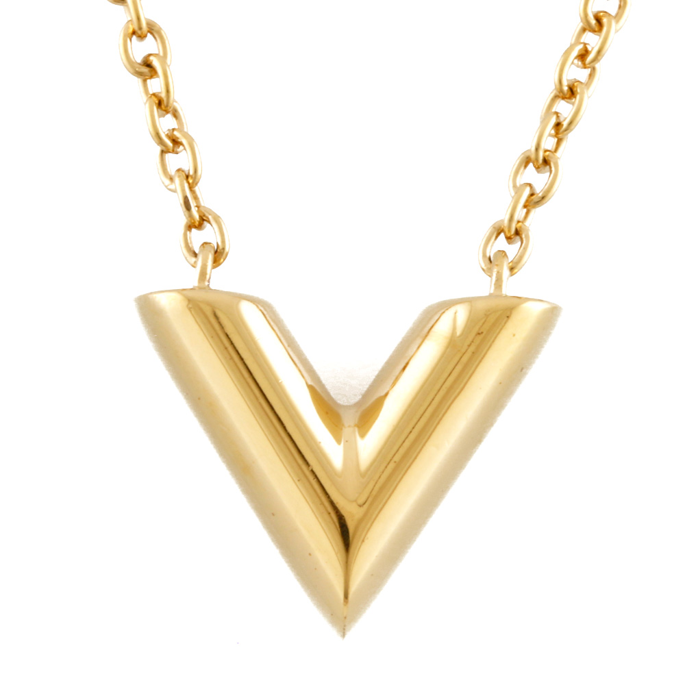 Louis Vuitton Goldtone Metal Essential V Necklace - Yoogi's Closet