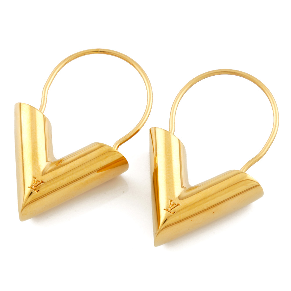 LOUIS VUITTON earring M61088 Hoop Earring Essential V metal gold Women Used