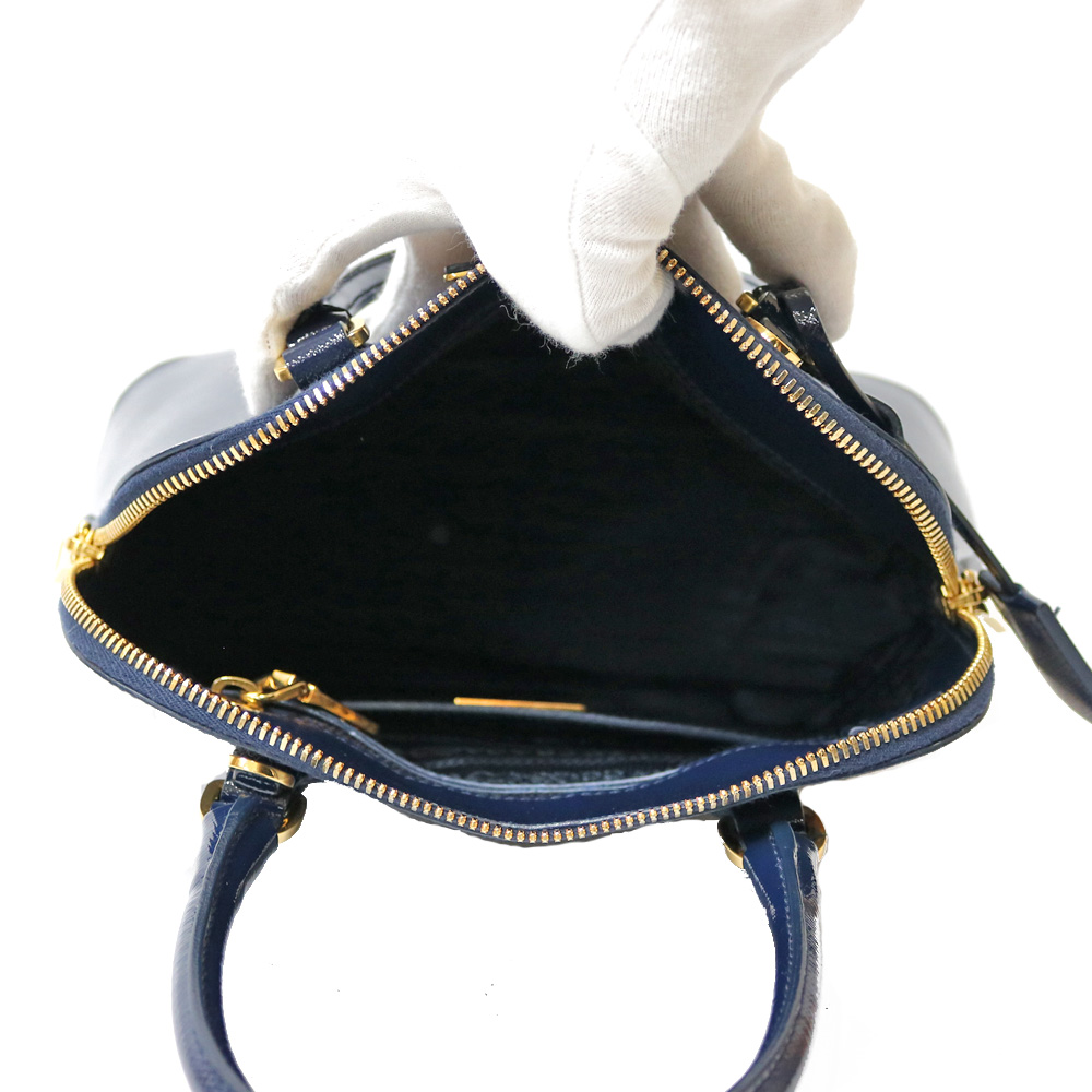 PRADA Shoulder Bag Navy Navy leather Handbag from japan | eBay