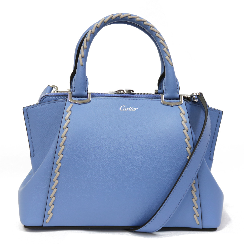 blue purple leather 2way bag handb 