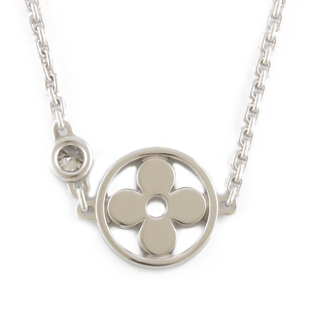 LOUIS VUITTON Flower Full Necklace Silver 333382