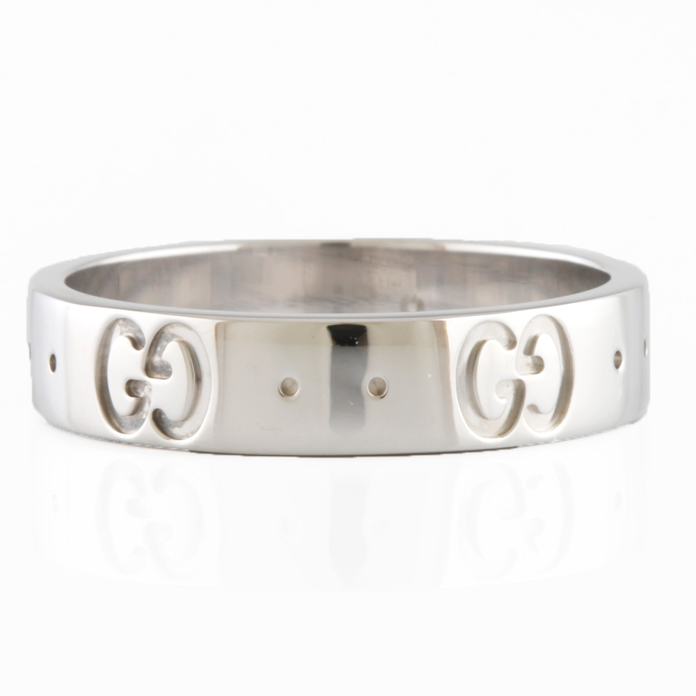 gucci icon 18ct white gold logo band ring